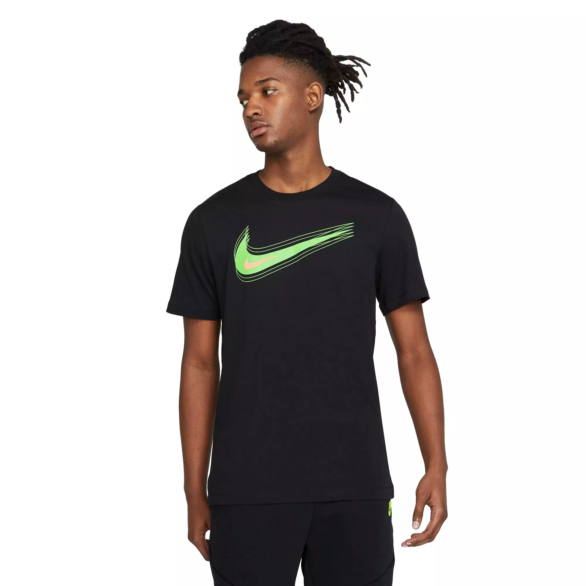 Black nike shirt with hotsell green swoosh